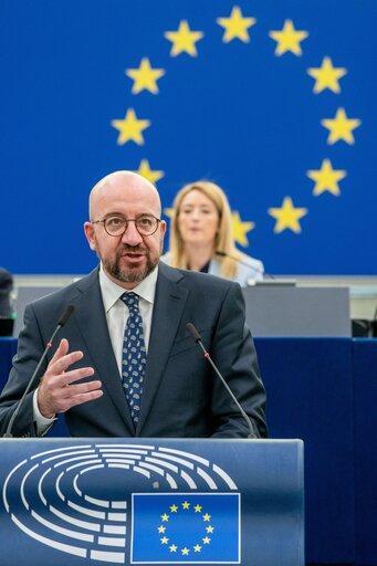 Fotografi 43: EP Plenary session - Conclusions of the European Council meeting of 24-25 March 2022: including the latest developments of the war against Ukraine and the EU sanctions against Russia and their implementation