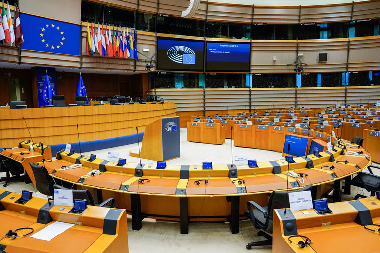 Photo 37 : Empty plenary chamber in Brussels