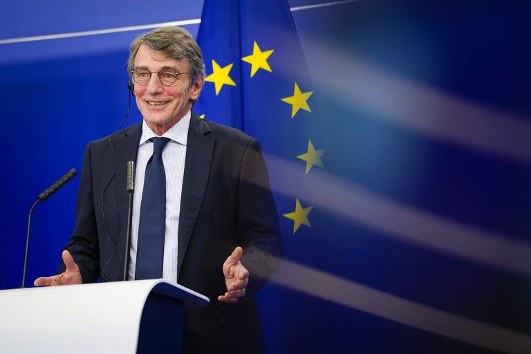 Foto 2: Press conference by David SASSOLI, EP President - EU long term budget - MFF