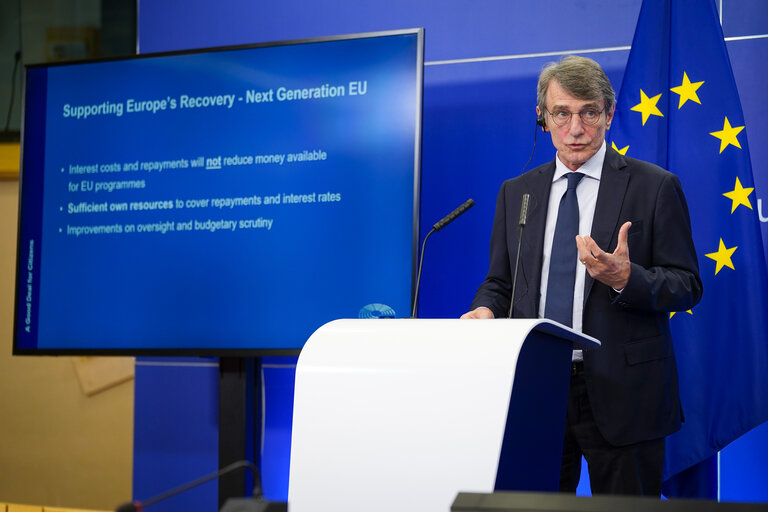 Foto 9: Press conference by David SASSOLI, EP President - EU long term budget - MFF