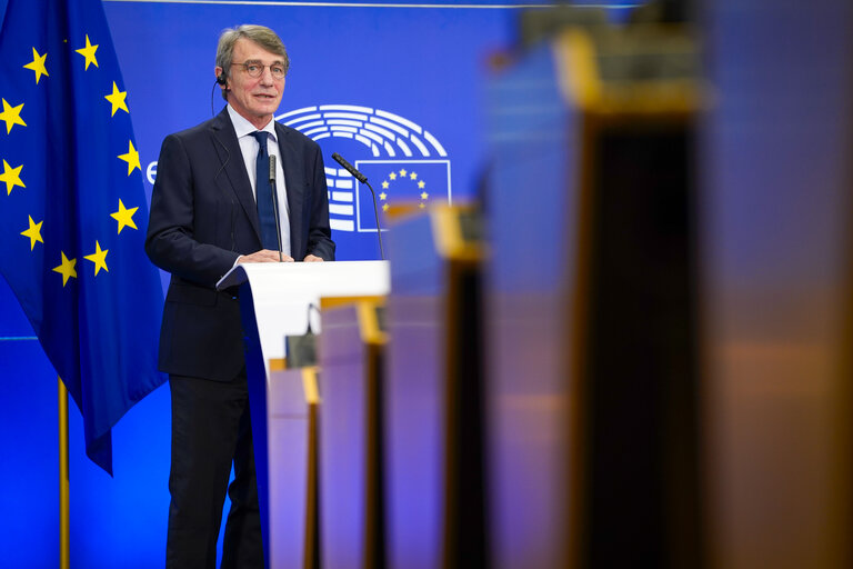 Foto 7: Press conference by David SASSOLI, EP President - EU long term budget - MFF