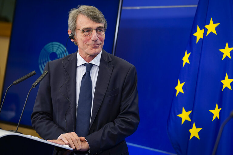 Foto 17: Press conference by David SASSOLI, EP President - EU long term budget - MFF