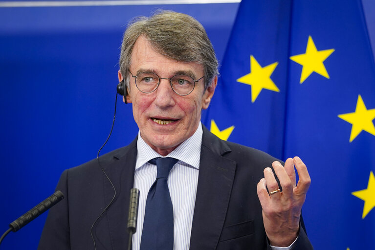 Foto 11: Press conference by David SASSOLI, EP President - EU long term budget - MFF