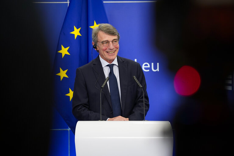 Foto 15: Press conference by David SASSOLI, EP President - EU long term budget - MFF