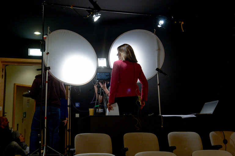 TVE daily information broadcast from the Hemicycle of the EP in Brussels