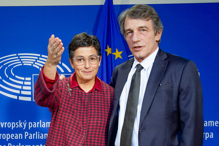 Fotografia 7: David SASSOLI, EP President meets with Arancha GONZALEZ LAYA, Spanish Foreign Affairs Minister