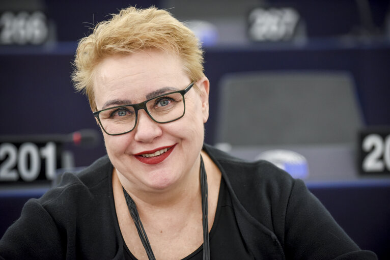 Foto 1: Sirpa PIETIKAINEN in the EP in Strasbourg