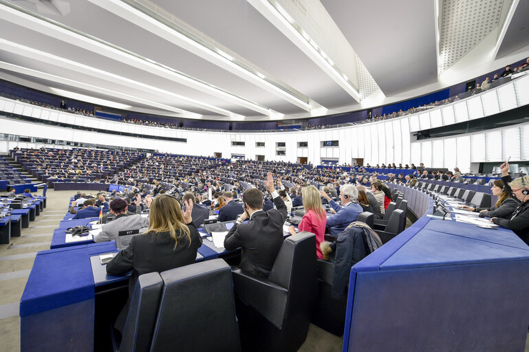 Billede 5: General view on the plenary chamber taken from the tribune in Strasbourg