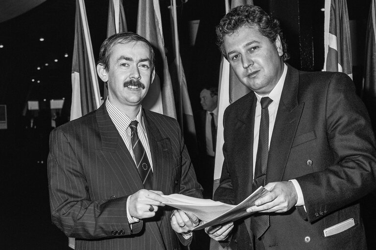 Wayne DAVID with a guest at the EP in Strasbourg.