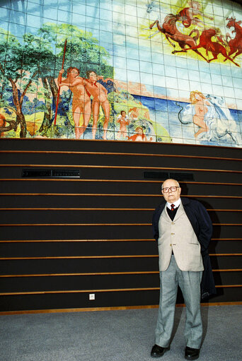 Inauguration of the Goddess Europa fresco by artist Aligi SASSU on the 12th floor of the PHS building in Brussels.