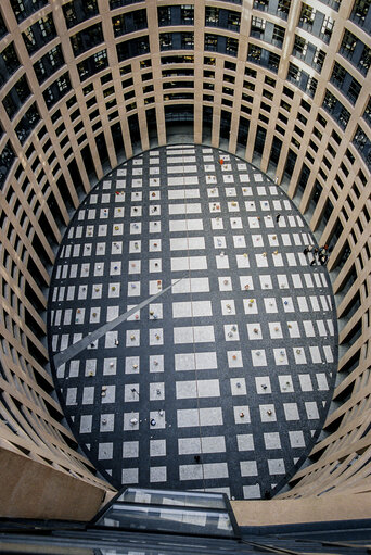 Seats of the exhibition ' One Voice One Seat ' in the LOW courtyard of the European Parliament of Strasbourg on the 11th of December 2000. Agora GEREMECK