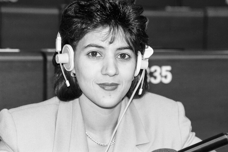 MEP Nora MEBRAK-ZAIDI attends a plenary session in December 1991