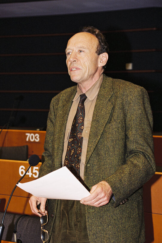 Portrait of MEP Ole KRARUP in the hemicycle during the Plenary Session at the EP in Brussels