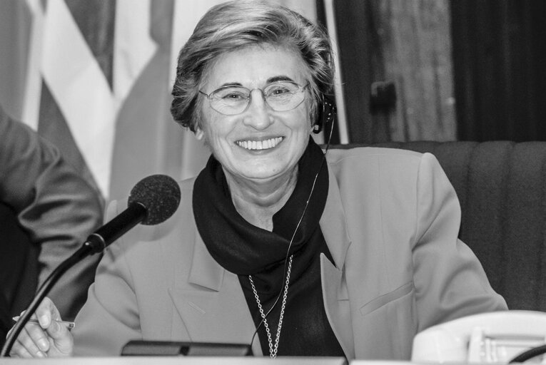 Foto 1: Ursula SCHLEICHER presiding over the plenary in Strasbourg - May 1995