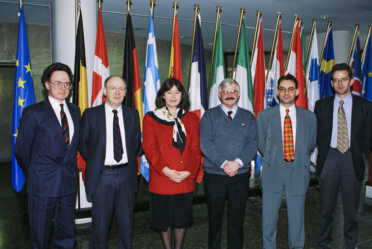 Photo 1: MEP Bernie MALONE with guests in Brussels