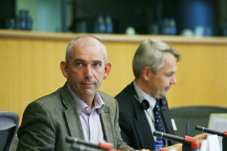 Photo 1: Joost LAGENDIJK in a meeting at the EP in Brussels.