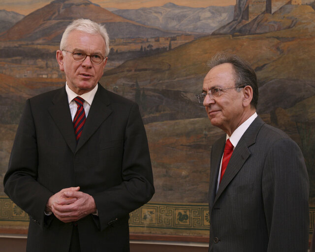 Hans-Gert POETTERING, EP President, attends a meeting of the Euro-Mediterranean Parliamentary Assembly in Athens