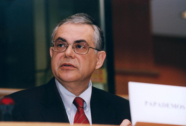 Photo 1: ECON Committee meeting in Brussels - Presentation of the 2002 ECB Yearly Report by its Vice-President Lucas PAPADEMOS