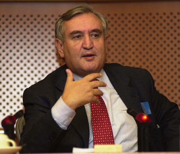 French Prime Minister Jean Pierre RAFFARIN attends a meeting in Brussels