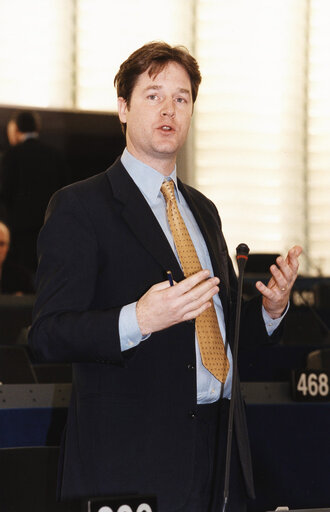 Nicholas CLEGG in plenary session in Strasbourg.