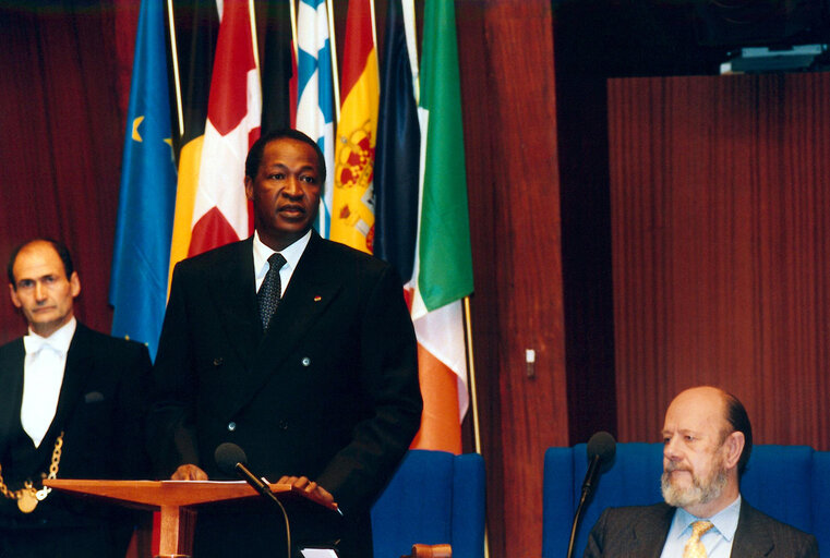 Nuotrauka 1: Official visit of the President of Burkina Faso to the EP in Strasbourg.