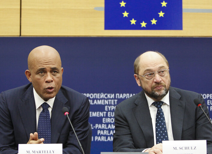 Fotografija 10: Press conference of Michel MARTELLY, President of Haiti and Martin SCHULZ, EP President