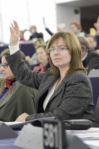 Fotografi 1: Sidonia Elzbieta JEDRZEJEWSKA in Plenary Session in Strasbourg - Week 43 - 2012 during vote