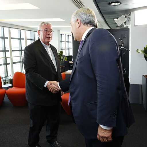 Antonio TAJANI - EP President meets with Archbishop Jean-Claude HOLLERICH, President of COMECE