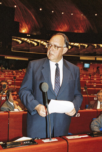 Suriet 1: Greek Minister Theodoros PANGALOS in Plenary Session in Strasbourg