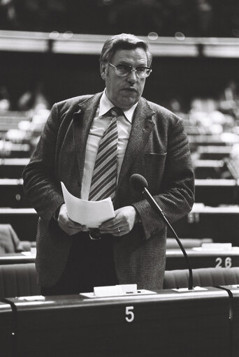 The MEP Rudi ARNDT during a session in Strasbourg on March 1980.