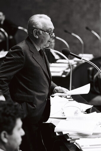 Fotografi 3: The delegue Camillo RIPAMONTI during a session in Strasbourg in October 1978.