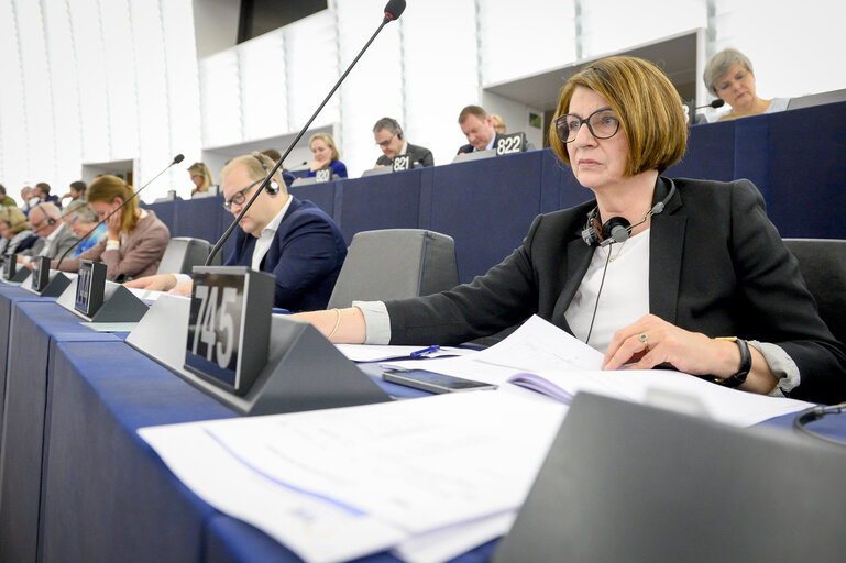 Photo 3: Julia PITERA in plenary session in Strasbourg