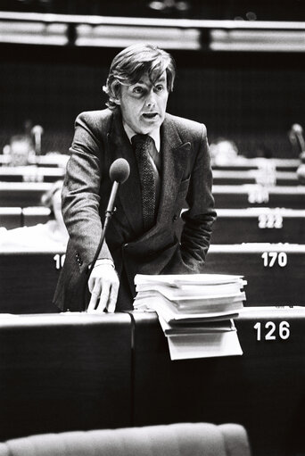 The MEP Pieter DANKERT during a plenary session in the hemicycle of Strasbourg in November 1979.