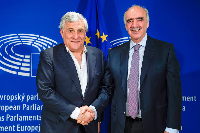 Antonio TAJANI, EP President meets with Vangelis MEIMARAKIS, former President of Nea Demokratia and President of the Greek Parliament, currently Head of the Greek Delegation.