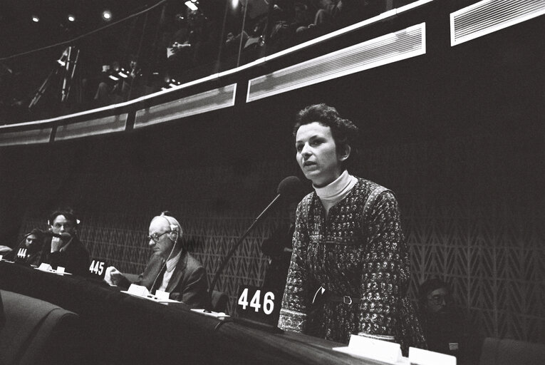 The MEP Emma BONINO during a session in Strasbourg in December 1979.