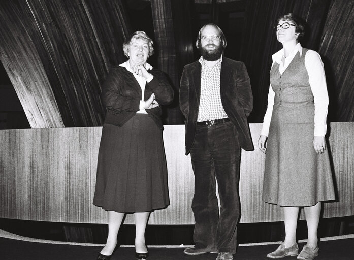 Fotografi 2: Mette GROES and Eva Wilhelmsson GREDAL and Ove FICH at the European Parliament in Strasbourg in November 1979.