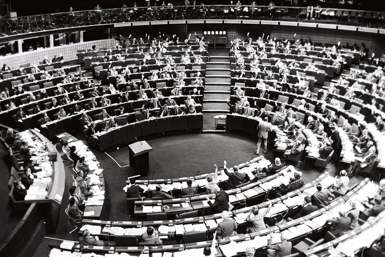 Plenary session in the hemicycle of Strasbourg in November 1979.