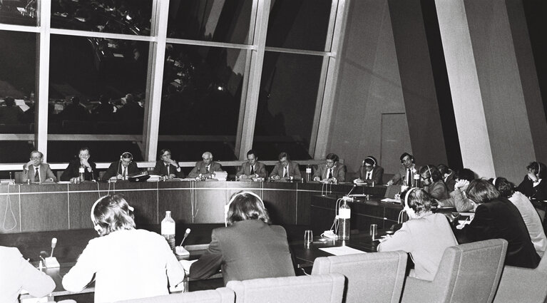 Plenary session in the hemicycle of Strasbourg in November 1979.Meeting