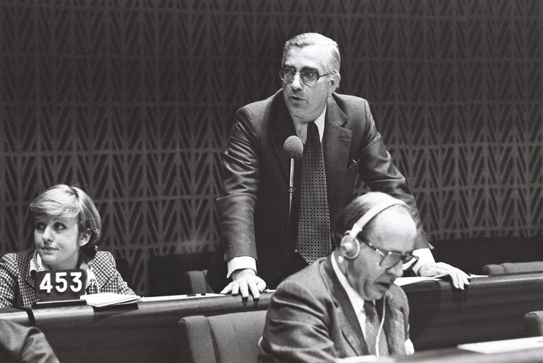 The MEP Arie DE GOEDE during a plenary session in Strasbourg in November 1979.