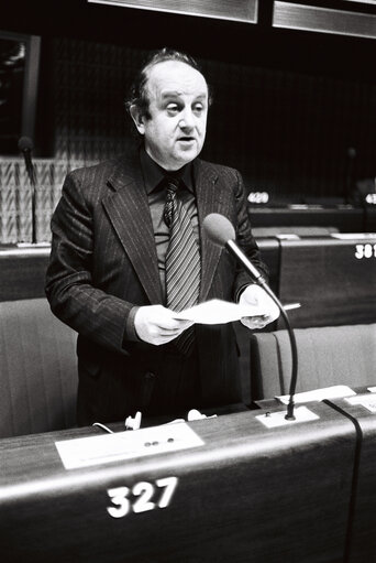 The MEP Pierre-Benjamin PRANCHERE during a plenary session in Strasbourg in November 1979.