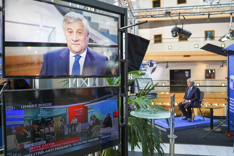 Antonio TAJANI, EP President interviewed by a TV broadcaster