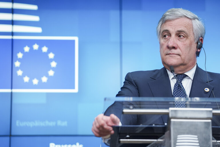 Photo 5 : European Council - Press conference by Antonio TAJANI, President of the EP