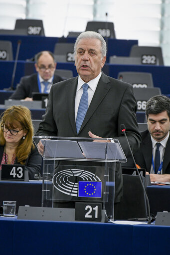 EU Commissioner Dimitris AVRAMOPOULOS in plenary session in Strasbourg - Council and Commission statements - Reform of the EU asylum and migration policy in light of the continued humanitarian crisis in the Mediterranean and Africa