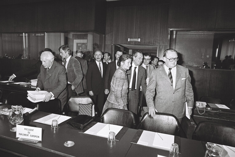 Photo 4 : Meeting september 1979.Boulevard de l'Empereur Bruxelles - Council meets Parliament delegation