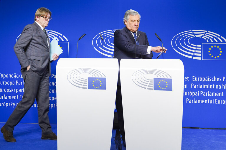 EP joint press point by Antonio TAJANI, EP President and Guy VERHOFSTADT, EP Brexit coordinator