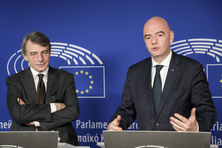 David SASSOLI, EP President meets with Gianni INFANTINO, FIFA President - Joint press statement