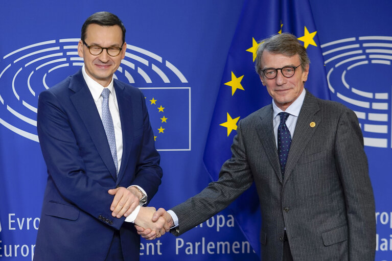 Fotografia 17: David SASSOLI, EP President meets with Mateusz MORAWIECKI, Polish Prime Minister