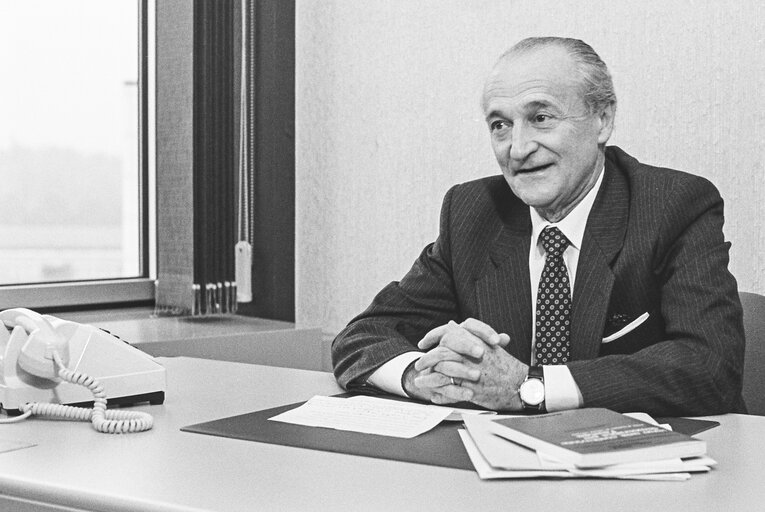 General Secretary of the Italian Communist Party, Alessandro NATTA during an interview at the European Parliament in Strasbourg