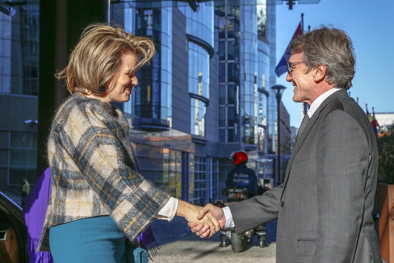 David SASSOLI, EP President meets with MATHILDE, Queen of the Belgians - Official Welcome