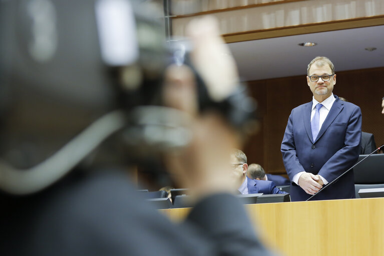 Φωτογραφία 17: Plenary session - Debate with Juha SIPILÄ, Finnish Prime Minister, on the Future of Europe